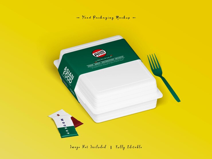 Maqueta de empaque de comida asiática para llevar