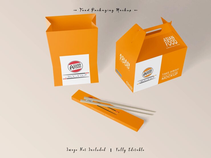 Maqueta de empaque de comida asiática para llevar