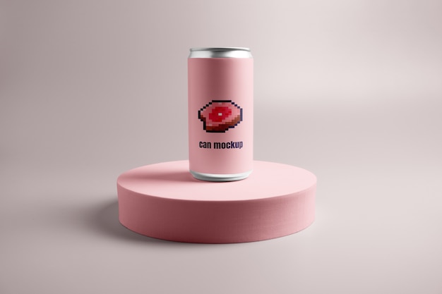 Maqueta de empaque de lata para beber de 8 bits