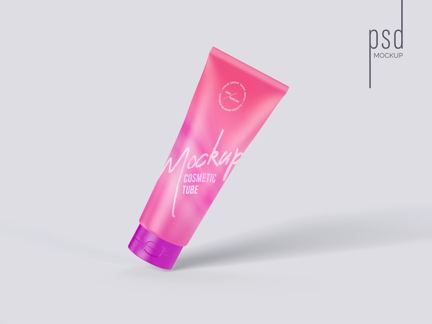 Maqueta de empaque de producto de tubo de crema realista cosmético para marca