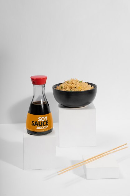Maqueta de empaque de salsa de soya