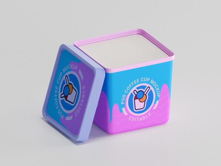 Maqueta de empaque de tarro de helado de plástico