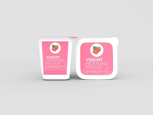 Maqueta de empaque de taza de yogur