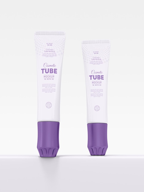 Maqueta de empaque de tubo cosmético de plástico brillante