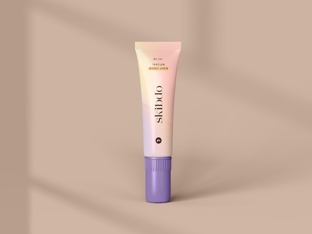 Maqueta de empaque de tubo de crema cosmética brillante