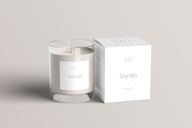 Maqueta de empaque de vidrio para velas