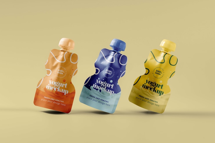PSD maqueta de empaque de yogur para beber