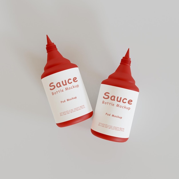 Maqueta de empaquetado de botella de plástico para exprimir salsa