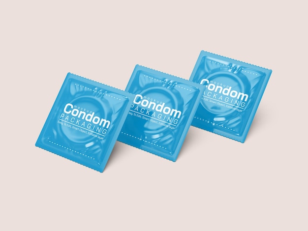 PSD maqueta de empaquetado de paquetes de condones