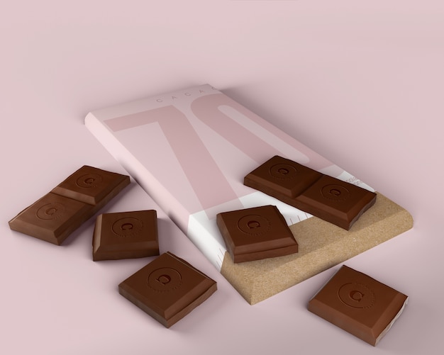 Maqueta de envoltura de papel de tableta de chocolate