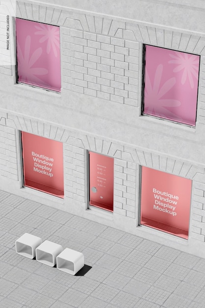 Maqueta de escaparate de boutique, vista derecha