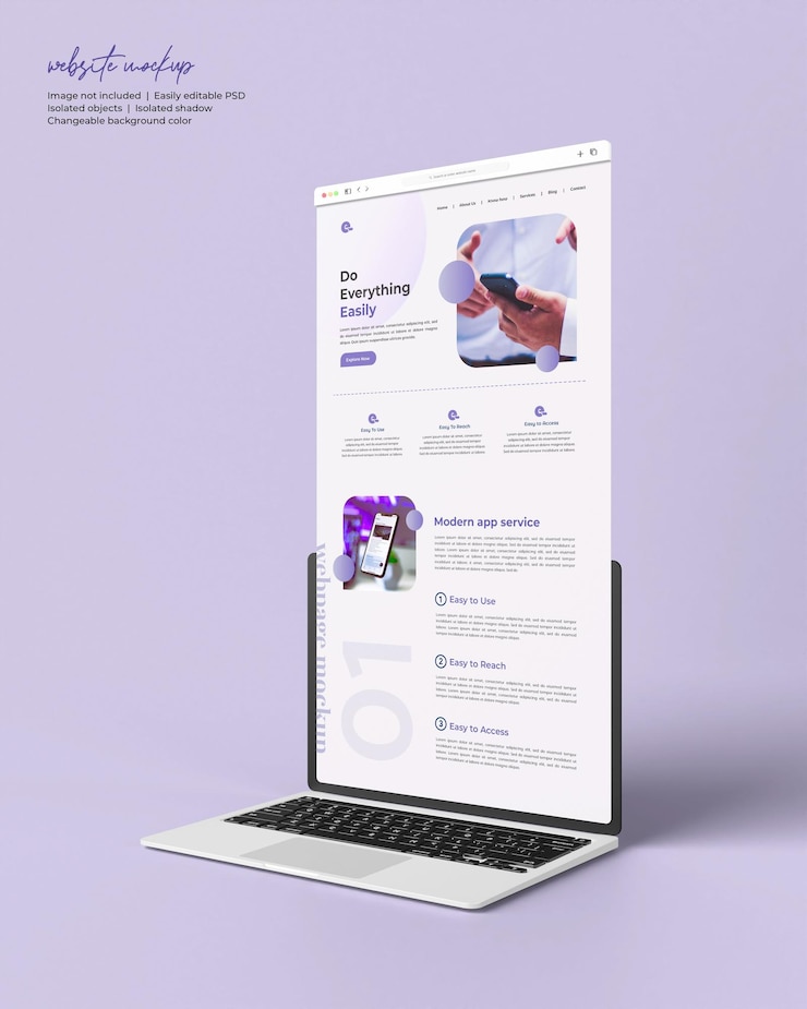 Maqueta de escaparate instantáneo del sitio web aislado