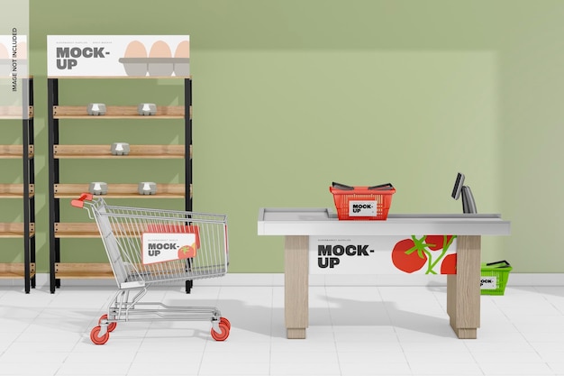 Maqueta de Escena Interior de Supermercado, Vista Frontal