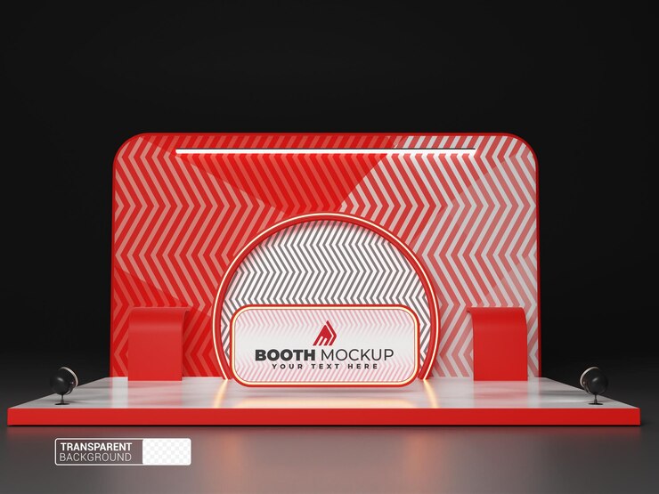 Maqueta de escenario de cabina de presentación con fondo transparente