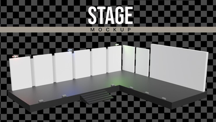 PSD maqueta de escenario de concierto en 3d