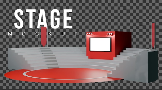Maqueta de escenario de conferencias en 3D con TV