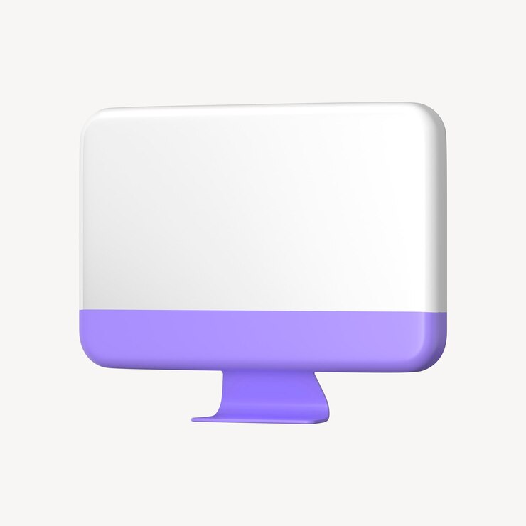 PSD maqueta de escritorio de computadora 3d diseño púrpura psd