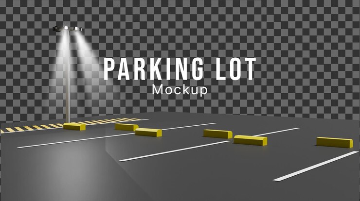 PSD maqueta de estacionamiento en 3d por la noche