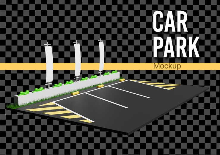 PSD maqueta de estacionamiento en 3d
