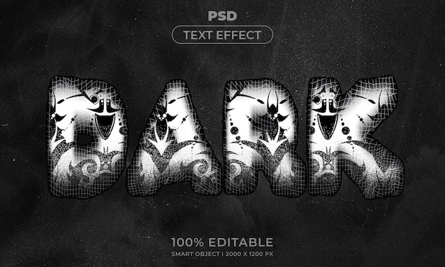 Maqueta de estilo de efecto de logotipo y texto editable en 3d con fondo abstracto oscuro