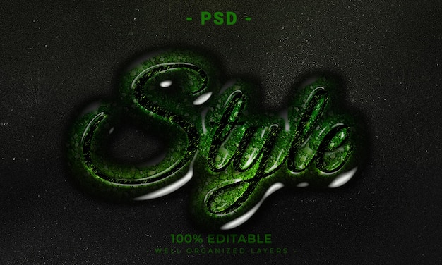 Maqueta de estilo de efecto de logotipo y texto editable en 3d con fondo abstracto oscuro