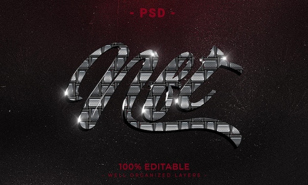 Maqueta de estilo de efecto de logotipo y texto editable en 3d con fondo abstracto oscuro