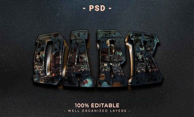 Maqueta de estilo de efecto de logotipo y texto editable en 3d con fondo abstracto oscuro