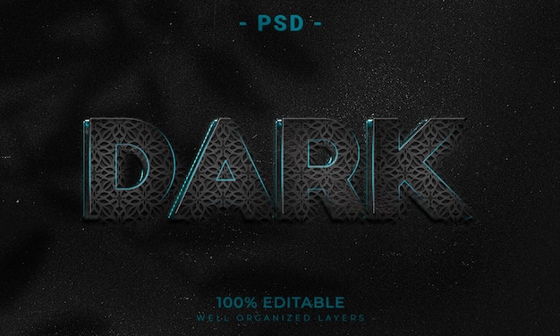 Maqueta de estilo de efecto de logotipo y texto editable en 3d con fondo abstracto oscuro