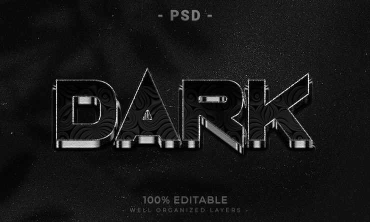 PSD maqueta de estilo de efecto de logotipo y texto editable en 3d psd con fondo abstracto oscuro