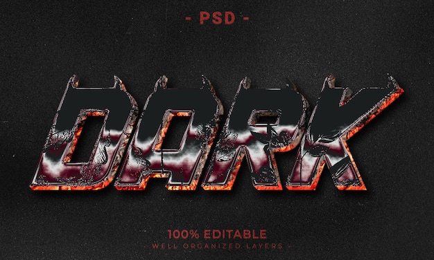 Maqueta de estilo de efecto de logotipo y texto editable en 3d PSD con fondo abstracto oscuro