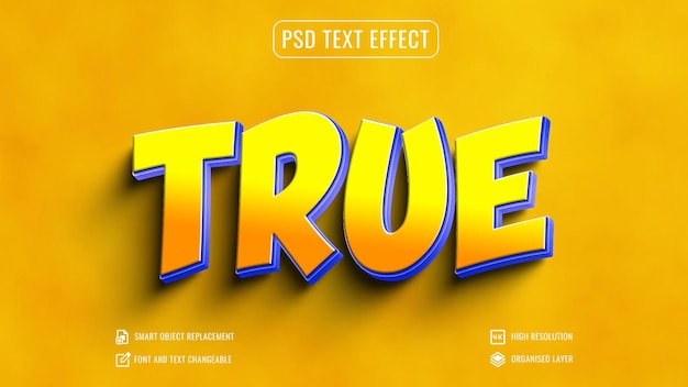 PSD maqueta de estilo de fuente real efecto de texto 3d lúdico editable