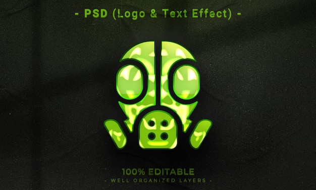 Maqueta de estilo de logotipo y efecto de texto editable en 3D con fondo abstracto oscuro