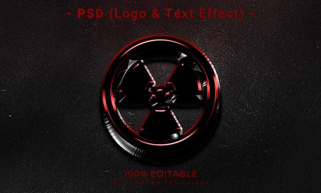 Maqueta de estilo de logotipo y efecto de texto editable en 3D con fondo abstracto oscuro