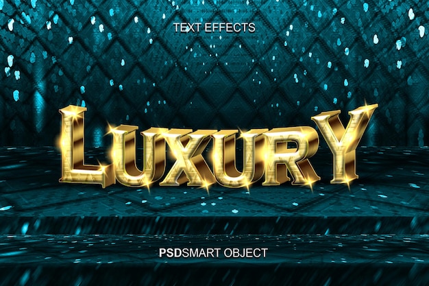 Maqueta de estilo de texto 3D dorado de lujo