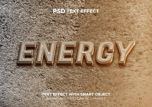 Maqueta de estilo de texto en negrita de efecto de energía de textura 3d