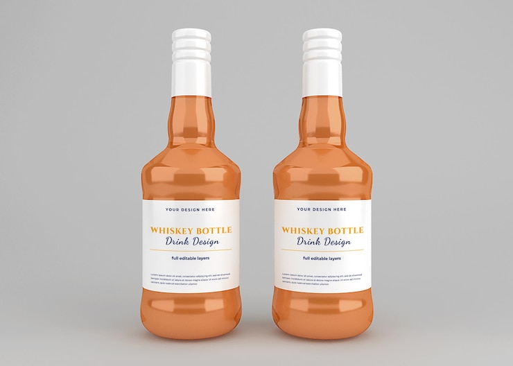 PSD maqueta de etiqueta de botella de bebida de whisky