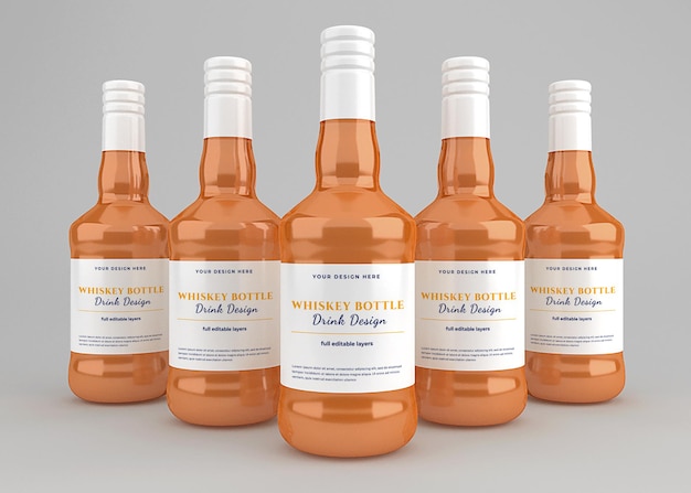 Maqueta de etiqueta de botella de bebida de whisky