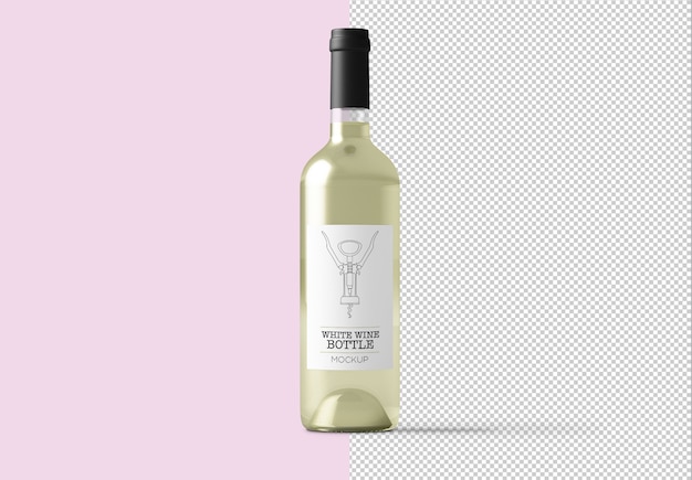 Maqueta de etiqueta de botella de vino blanco aislado