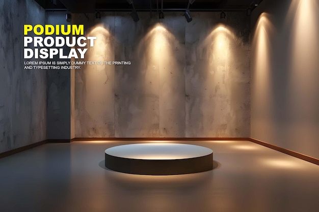 PSD maqueta de exhibición de la escena del podio del escenario para la presentación del producto escena interior para la exhibición del producto