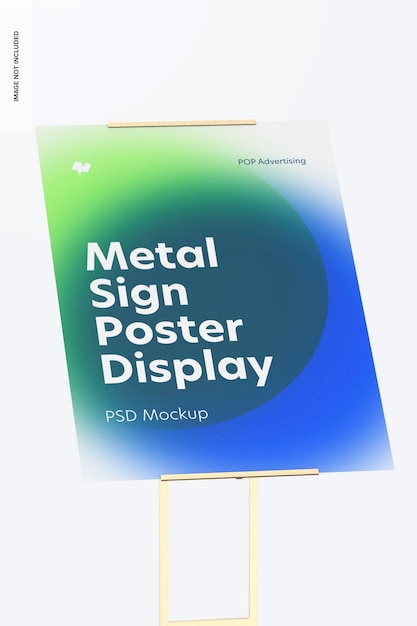 Maqueta de exhibición de piso de póster de letrero de metal, primer plano