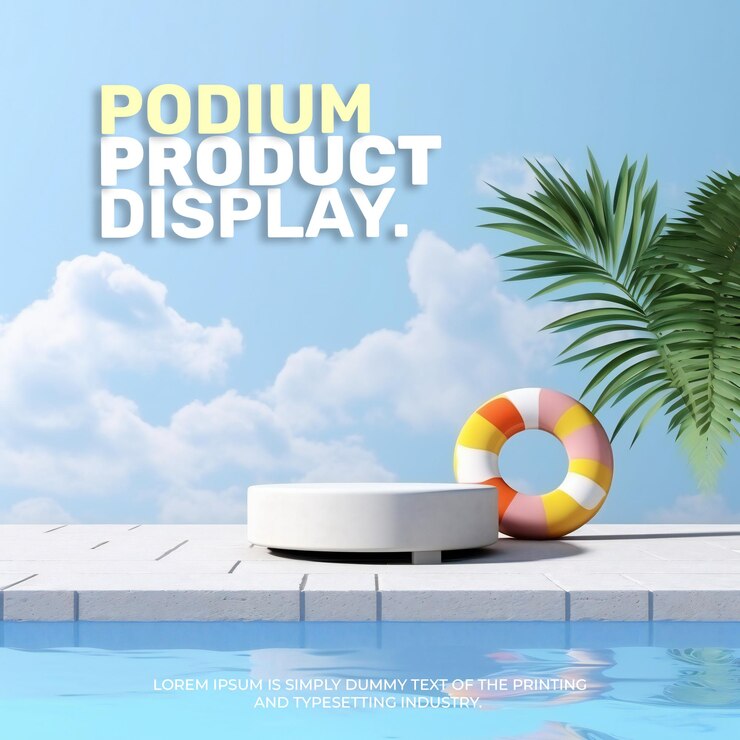 PSD maqueta de exhibición de producto de escenario de podio elegante y de lujo de verano para presentación de producto de espectáculo