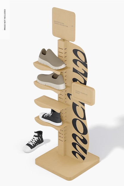 Maqueta de expositor de zapatos publicitarios, perspectiva