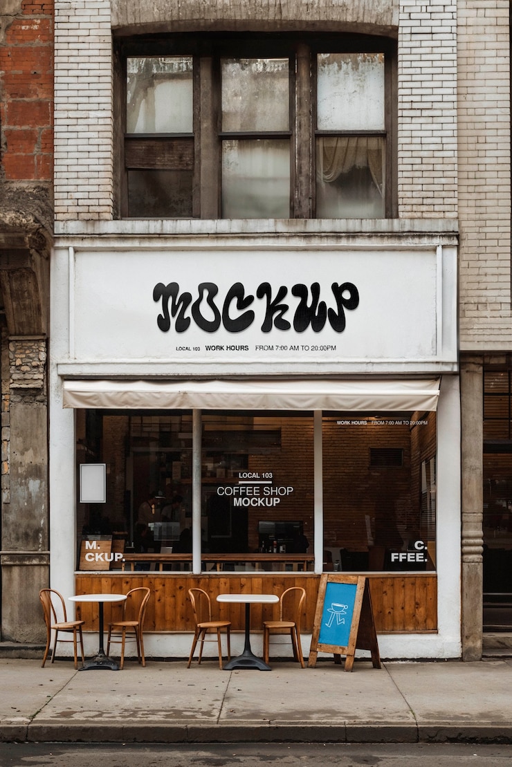 PSD maqueta de la fachada del restaurante