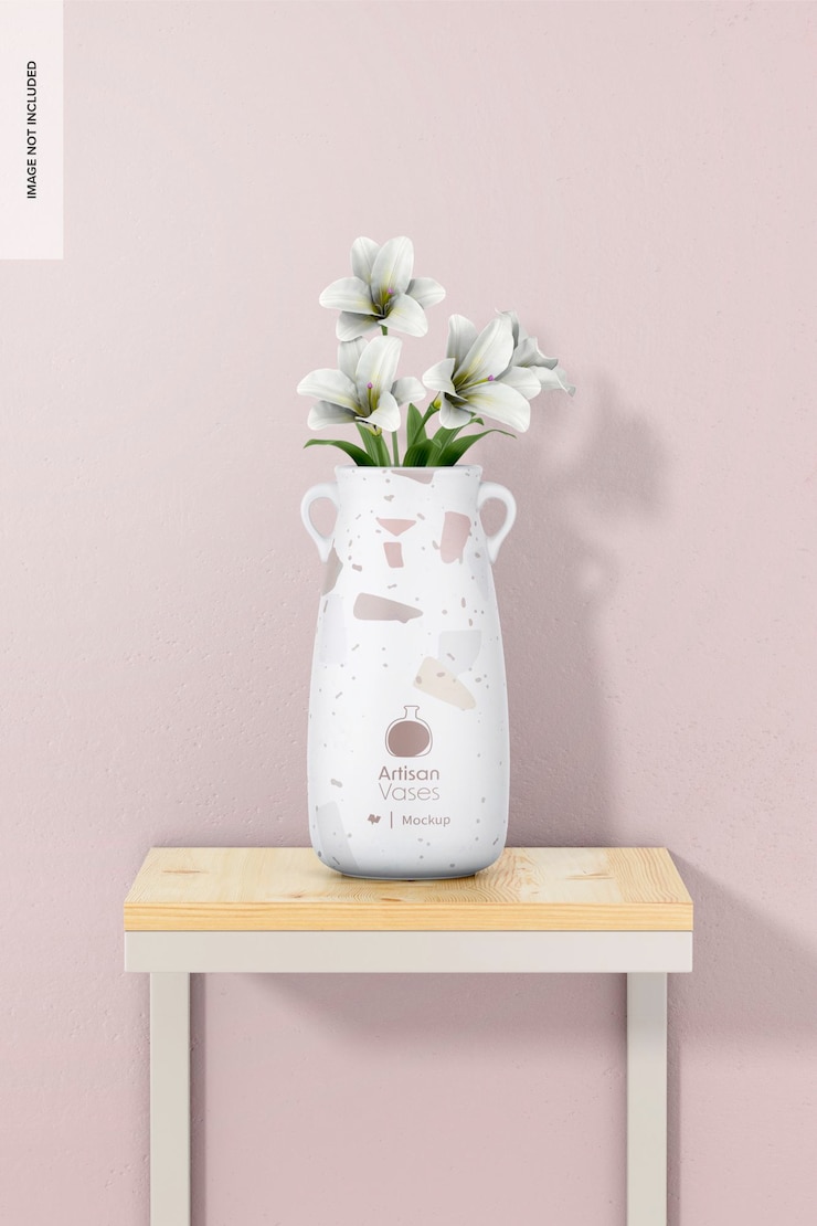 PSD maqueta de florero de cerámica con asa vista frontal