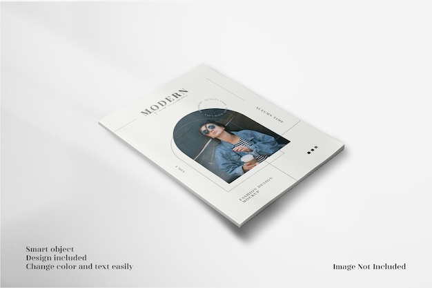 Maqueta de folleto o volante A4 con vista en perspectiva moderna y minimalista