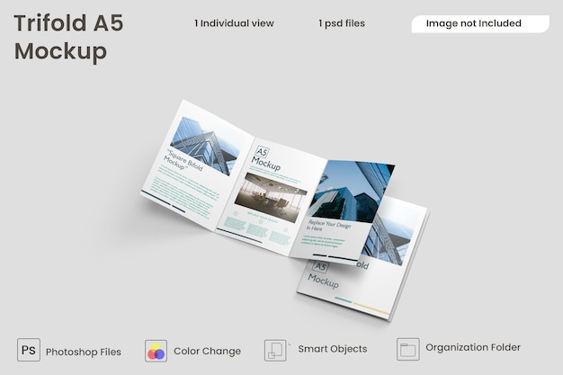 PSD maqueta de folleto tríptico a5 premium psd