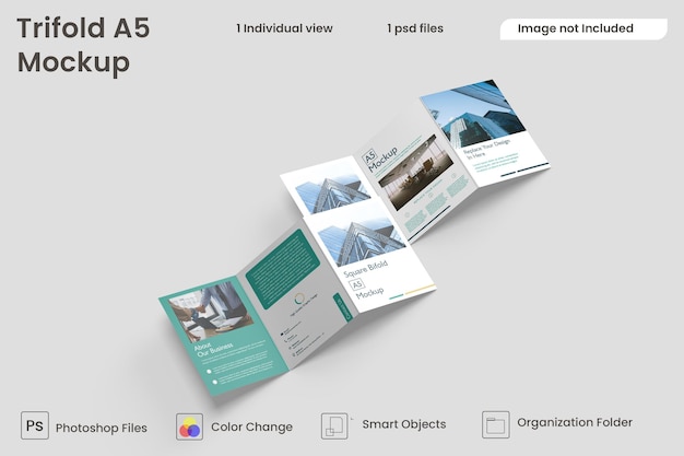 PSD maqueta de folleto tríptico a5 premium psd