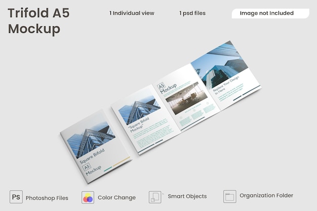 PSD maqueta de folleto tríptico a5 premium psd