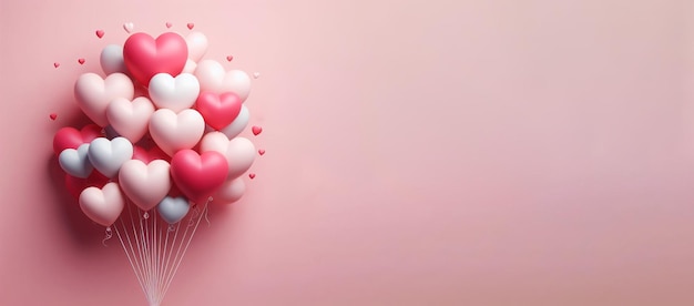 Maqueta de fondo de feliz día de san valentín con corazones de amor decorativos rojos y blancos