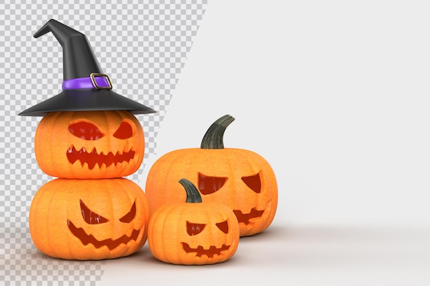 Maqueta de fondo de halloween con calabazas y sombrero de bruja Maqueta de concepto de halloween